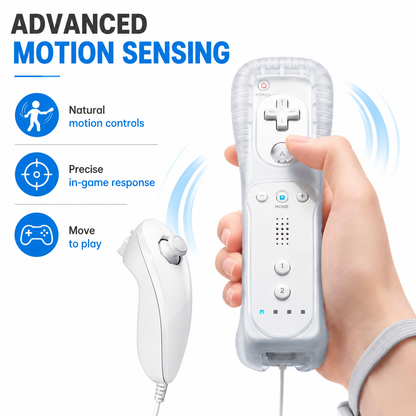 REMOTE CONTROLLER FOR NINTENDO WII CONSOLE + NUNCHUCK NUNCHUK + SILICON + STRAP