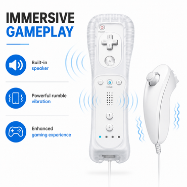 REMOTE CONTROLLER FOR NINTENDO WII CONSOLE + NUNCHUCK NUNCHUK + SILICON + STRAP