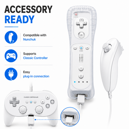 REMOTE CONTROLLER FOR NINTENDO WII CONSOLE + NUNCHUCK NUNCHUK + SILICON + STRAP