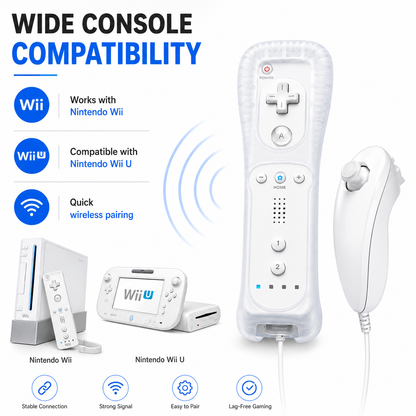 REMOTE CONTROLLER FOR NINTENDO WII CONSOLE + NUNCHUCK NUNCHUK + SILICON + STRAP