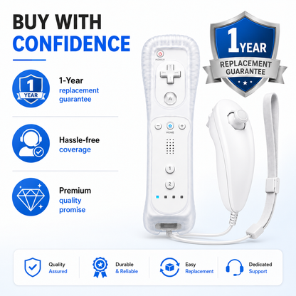 REMOTE CONTROLLER FOR NINTENDO WII CONSOLE + NUNCHUCK NUNCHUK + SILICON + STRAP