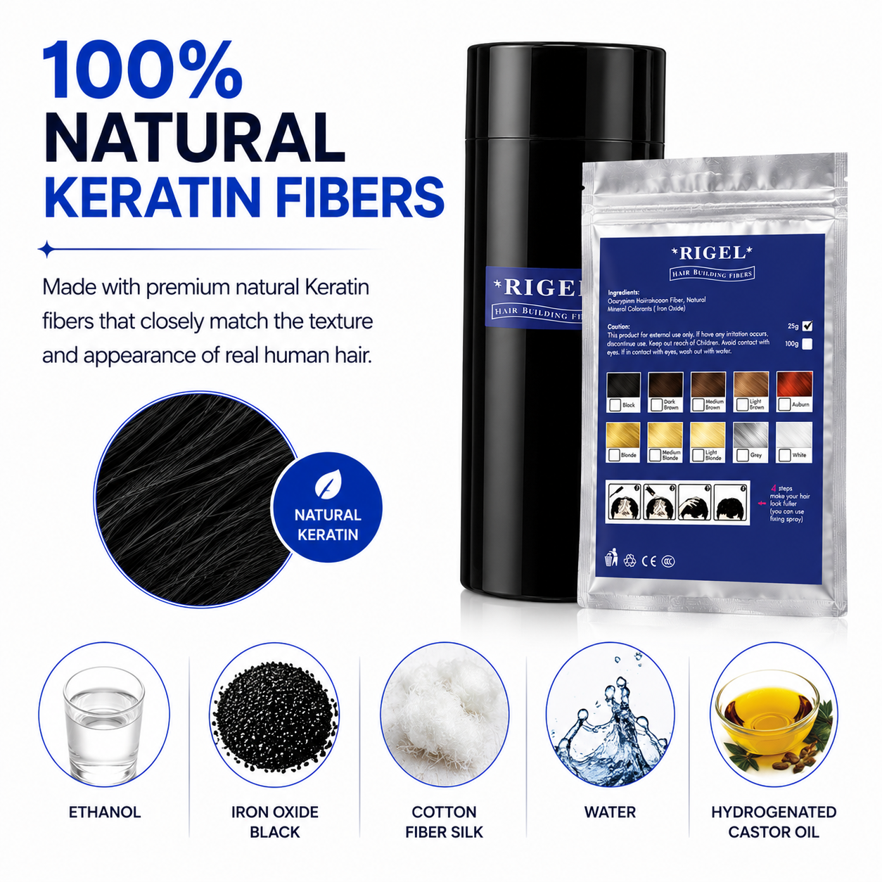 2X Hair Building Fibre Jar Fibers Hair Thickening Keratin Kit 25grms each UK