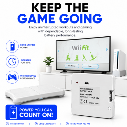 HIGH CAPACITY USB RECHARGEABLE BATTERY PACK FOR Wii FIT BALANCE BOARD