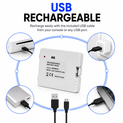 HIGH CAPACITY USB RECHARGEABLE BATTERY PACK FOR Wii FIT BALANCE BOARD