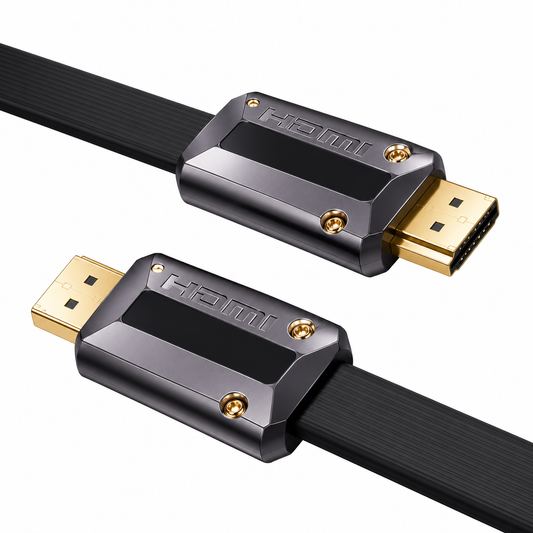 FLAT 4K HDMI CABLE 2.1 ULTRA HIGH SPEED GOLD PLATED BRAIDED LEAD 2160P 3D UHD