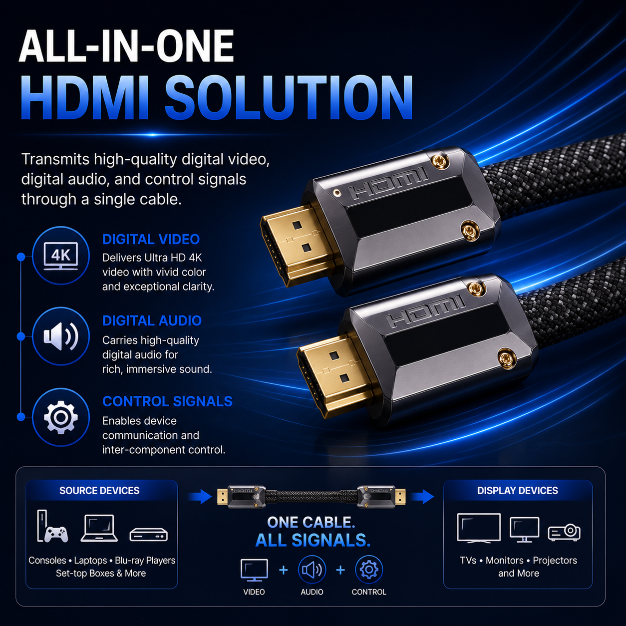 FLAT 4K HDMI CABLE 2.1 ULTRA HIGH SPEED GOLD PLATED BRAIDED LEAD 2160P 3D UHD