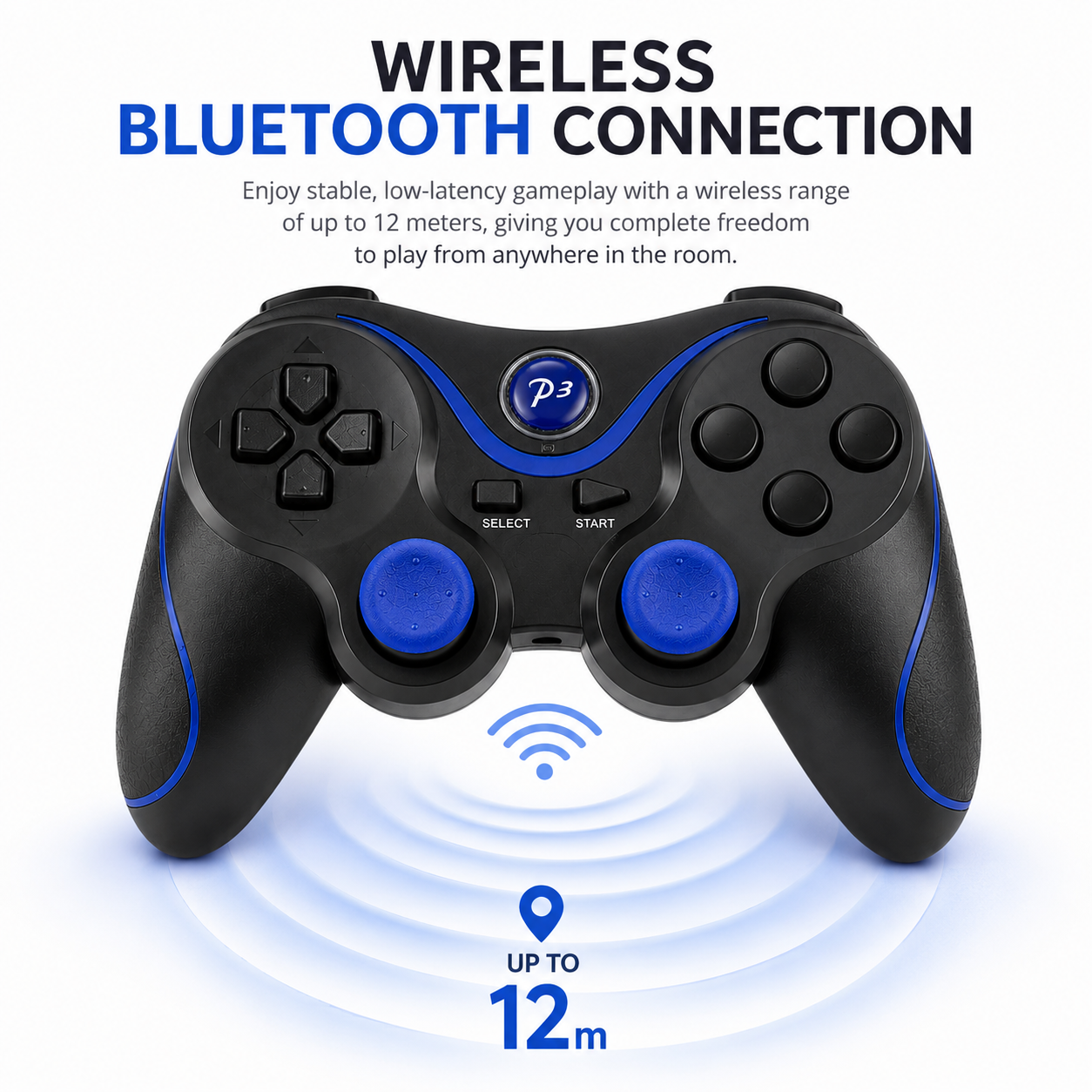 NEW RECHARGEABLE HIGH QUALITY BLUETOOTH WIRELESS GAMEPAD CONTROLLER FOR PS3 BLUE