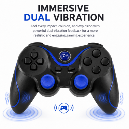 NEW RECHARGEABLE HIGH QUALITY BLUETOOTH WIRELESS GAMEPAD CONTROLLER FOR PS3 BLUE