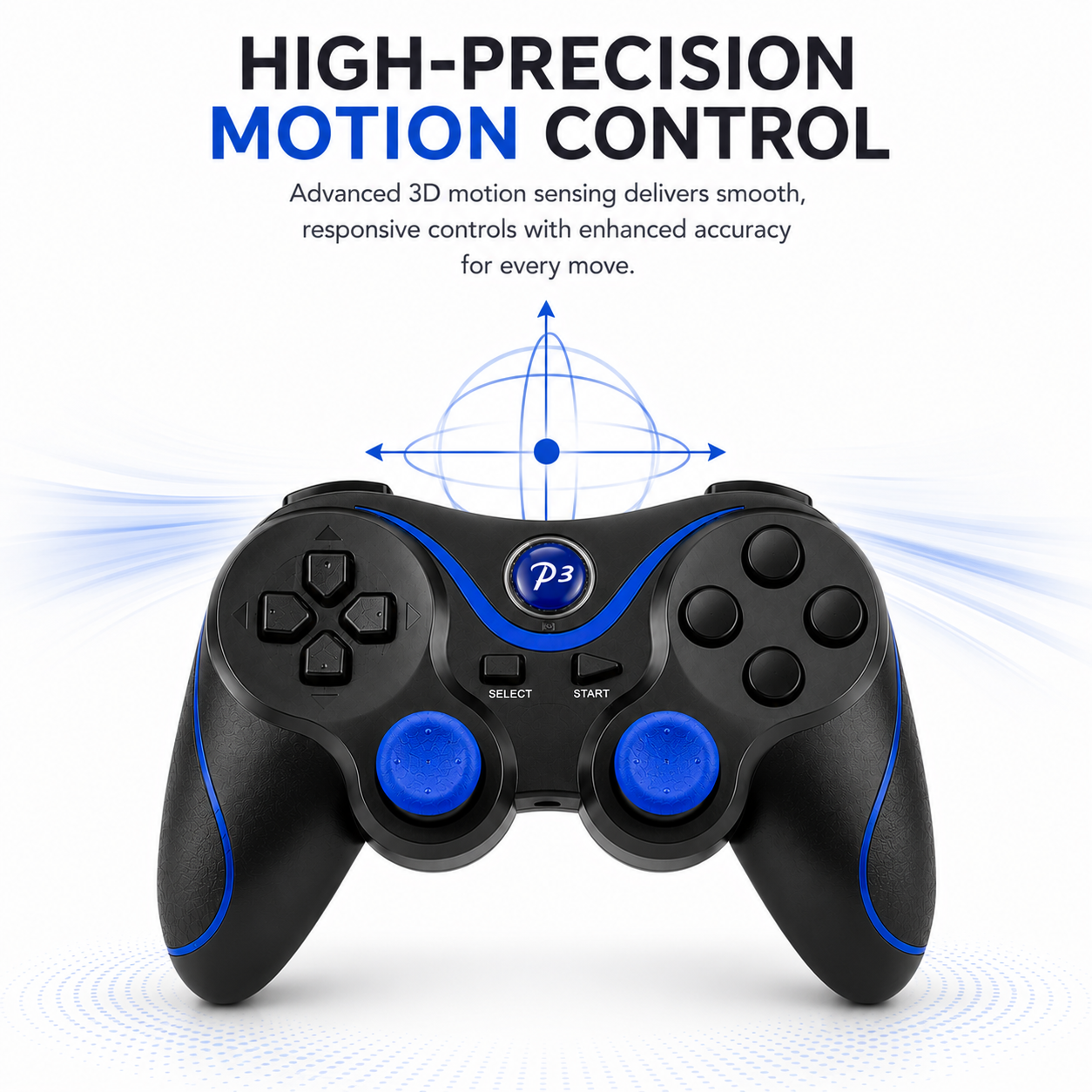 NEW RECHARGEABLE HIGH QUALITY BLUETOOTH WIRELESS GAMEPAD CONTROLLER FOR PS3 BLUE