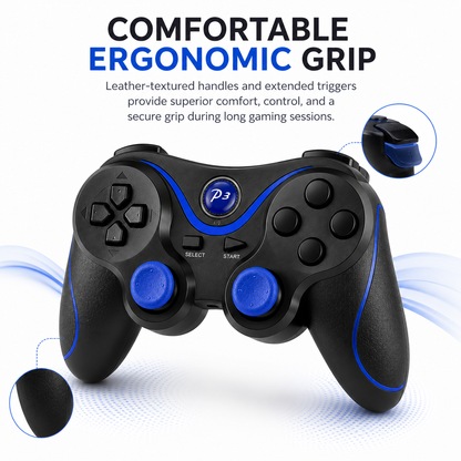 NEW RECHARGEABLE HIGH QUALITY BLUETOOTH WIRELESS GAMEPAD CONTROLLER FOR PS3 BLUE