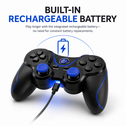 NEW RECHARGEABLE HIGH QUALITY BLUETOOTH WIRELESS GAMEPAD CONTROLLER FOR PS3 BLUE