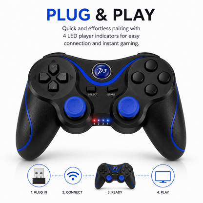 NEW RECHARGEABLE HIGH QUALITY BLUETOOTH WIRELESS GAMEPAD CONTROLLER FOR PS3 BLUE