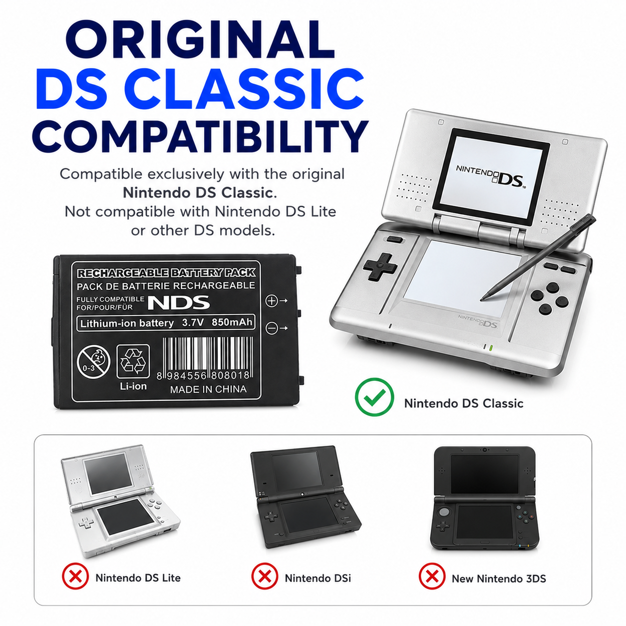 Battery For Nintendo DS Original Classic High Capacity Fast post