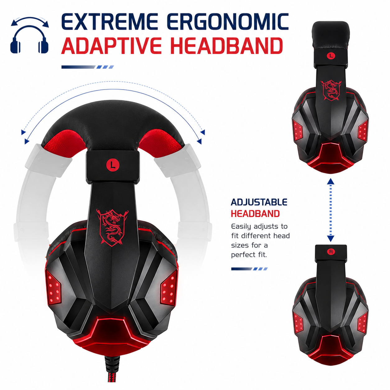 HEADSET HEADPHONE WITH MICROPHONE FOR XBOX ONE & S PS4 PRO LAPTOP Led Light