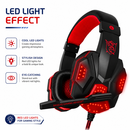 HEADSET HEADPHONE WITH MICROPHONE FOR XBOX ONE & S PS4 PRO LAPTOP Led Light