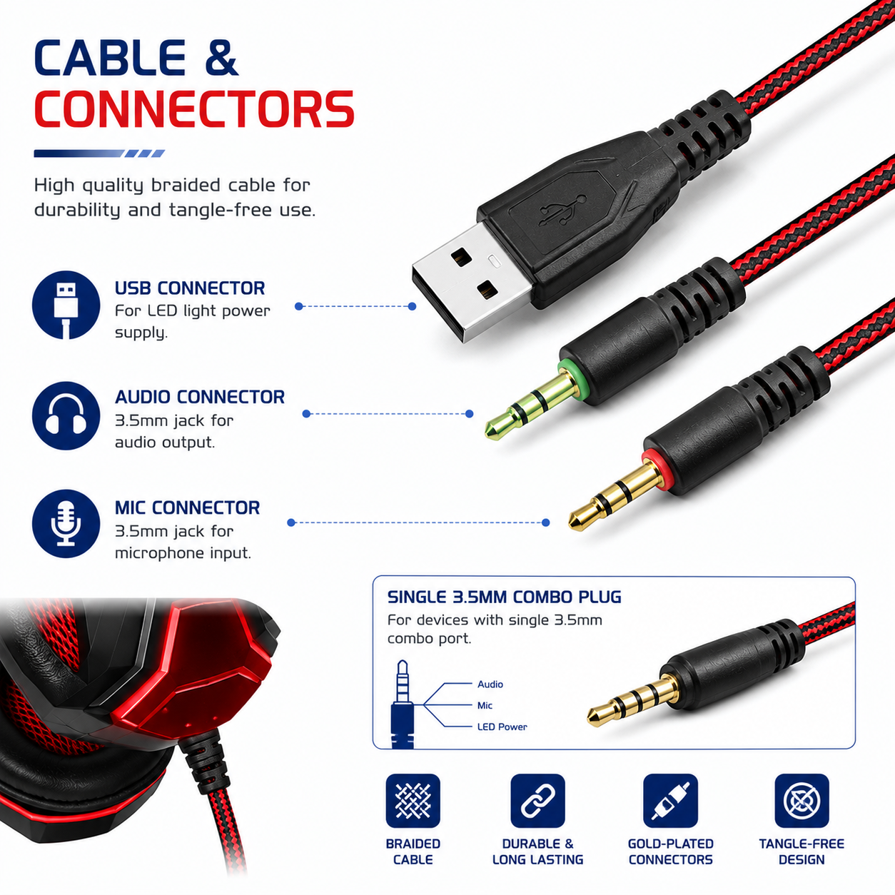 HEADSET HEADPHONE WITH MICROPHONE FOR XBOX ONE & S PS4 PRO LAPTOP Led Light