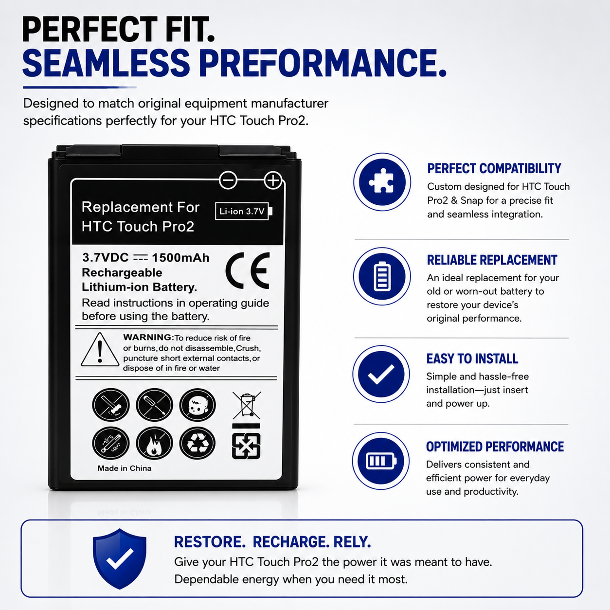 BATTERY FOR HTC TOUCH PRO2 PRO 2 NEW HIGH CAPACITY UK SELLER