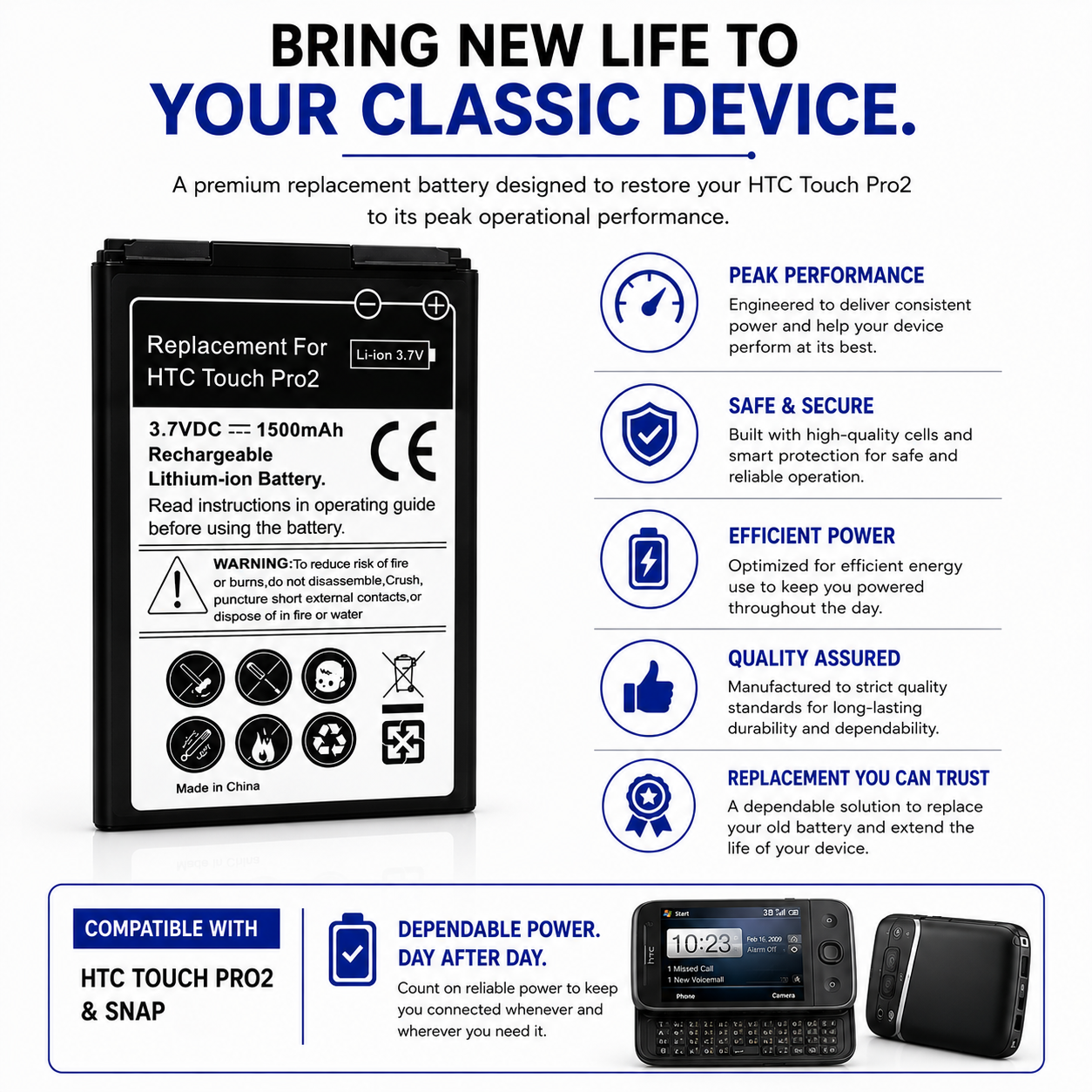 BATTERY FOR HTC TOUCH PRO2 PRO 2 NEW HIGH CAPACITY UK SELLER