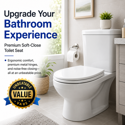 Kikzi® SOFT CLOSE TOILET SEAT LUXURY OVAL WITH METAL FIXING HINGES QUICK RELEASE