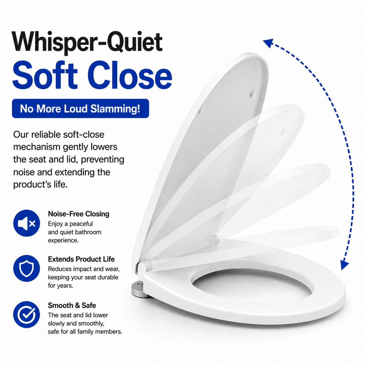 Kikzi® SOFT CLOSE TOILET SEAT LUXURY OVAL WITH METAL FIXING HINGES QUICK RELEASE