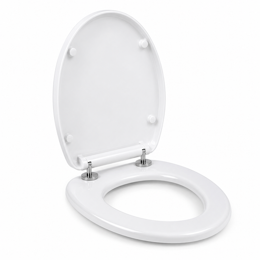 Kikzi® SOFT CLOSE TOILET SEAT LUXURY OVAL WITH METAL FIXING HINGES QUICK RELEASE