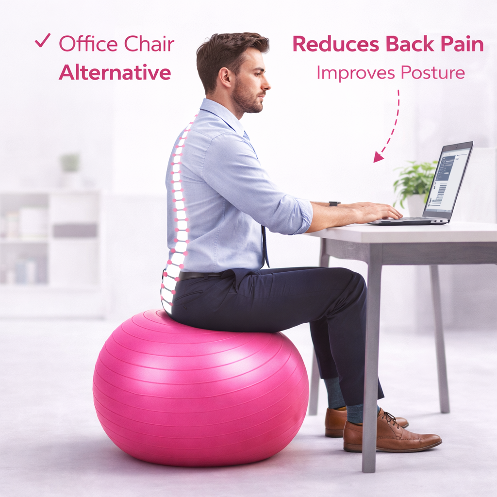 65cm GYM YOGA BALL ANTI BURST EXERCISE PREGNANCY SWISS FITNESS ABS + PUMP PINK