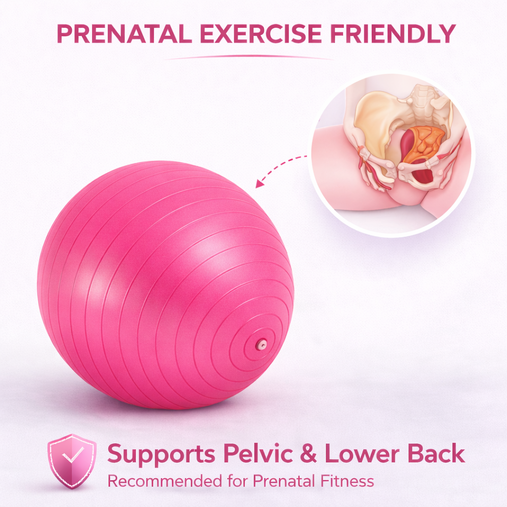 65cm GYM YOGA BALL ANTI BURST EXERCISE PREGNANCY SWISS FITNESS ABS + PUMP PINK