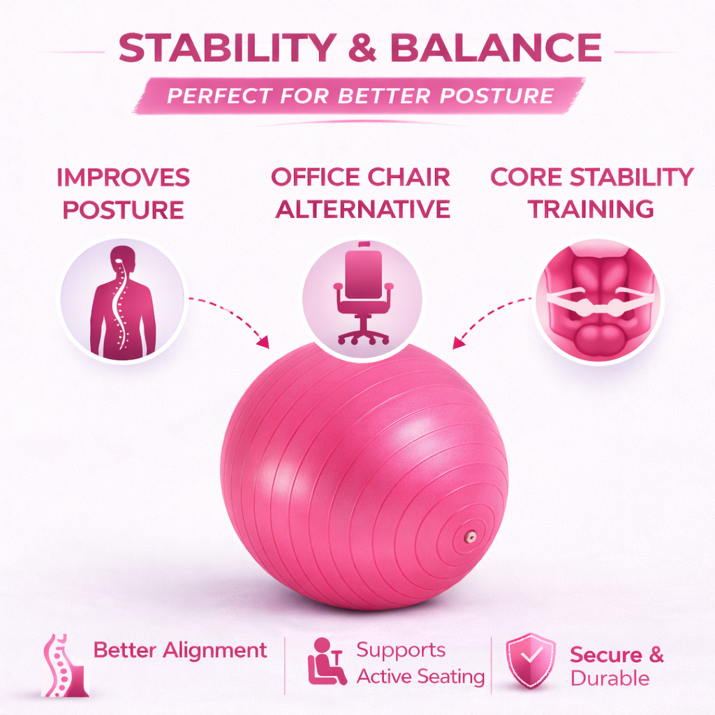 85cm ANTI BURST YOGA EXERCISE GYM PREGNANCY SWISS FITNESS ABS BALL + PUMP PINK