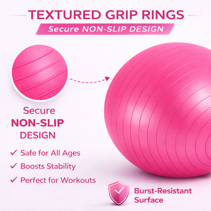 65cm GYM YOGA BALL ANTI BURST EXERCISE PREGNANCY SWISS FITNESS ABS + PUMP PINK