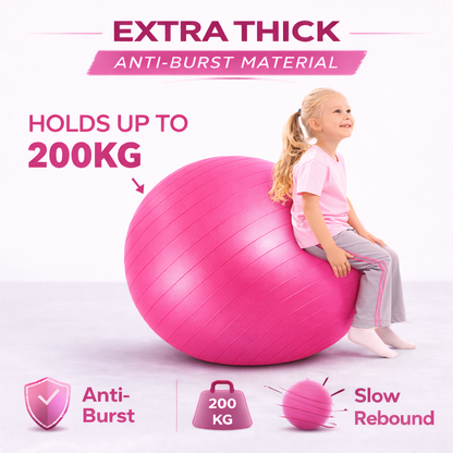 65cm GYM YOGA BALL ANTI BURST EXERCISE PREGNANCY SWISS FITNESS ABS + PUMP PINK
