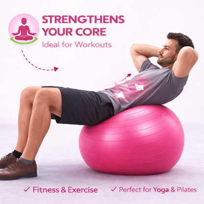 65cm GYM YOGA BALL ANTI BURST EXERCISE PREGNANCY SWISS FITNESS ABS + PUMP PINK