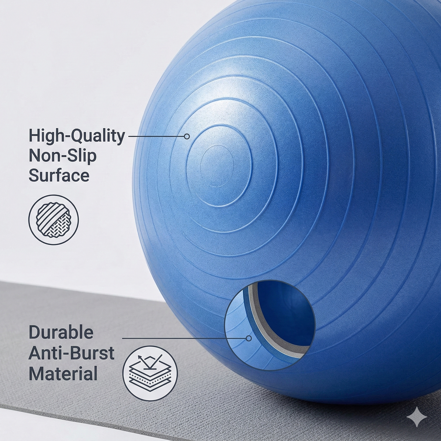 85cm ANTI BURST YOGA EXERCISE GYM PREGNANCY SWISS FITNESS ABS BALL + PUMP BLUE