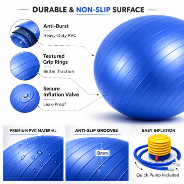 85cm ANTI BURST YOGA EXERCISE GYM PREGNANCY SWISS FITNESS ABS BALL + PUMP BLUE
