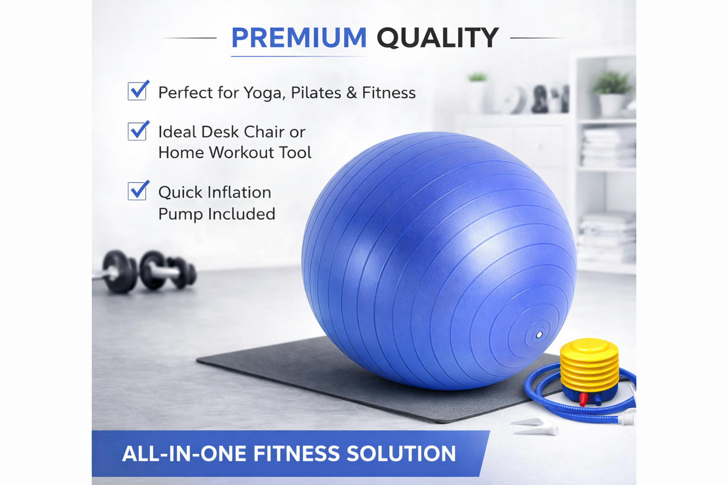 85cm ANTI BURST YOGA EXERCISE GYM PREGNANCY SWISS FITNESS ABS BALL + PUMP BLUE