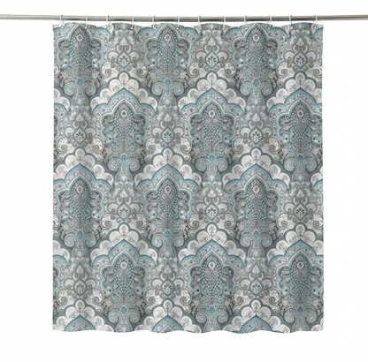 SHOWER CURTAIN 100% POLYESTER FABRIC MODERN DESIGNER WASHABLE + 12 HOOKS 180*180