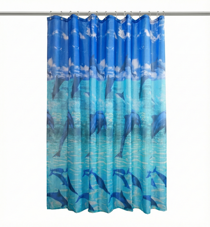 SHOWER CURTAIN 100% POLYESTER FABRIC MODERN DESIGNER WASHABLE + 12 HOOKS 180*180