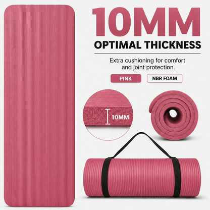 GYM MAT YOGA MAT 10MM 15MM THICK FITNESS PILATES WORKOUT GYMNASTICS + FREE STRAP