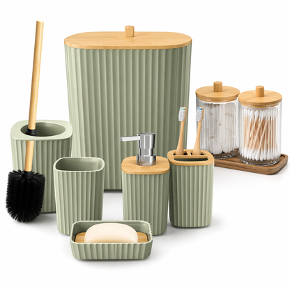 KIKZI® Bathroom Set 4 8 9 Piece Accessories Soap Dispenser Toothbrush Holder UK