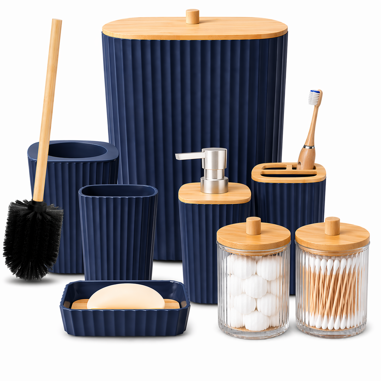 KIKZI® Bathroom Set 4 8 9 Piece Accessories Soap Dispenser Toothbrush Holder UK