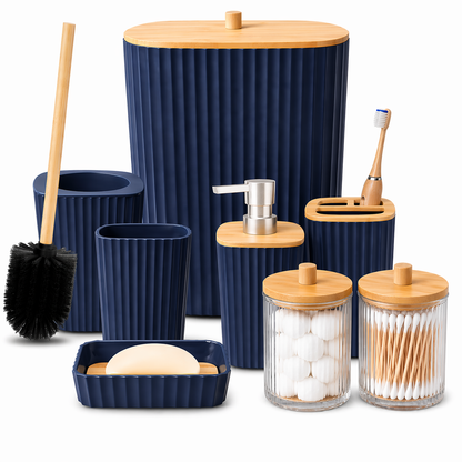 KIKZI® Bathroom Set 4 8 9 Piece Accessories Soap Dispenser Toothbrush Holder UK