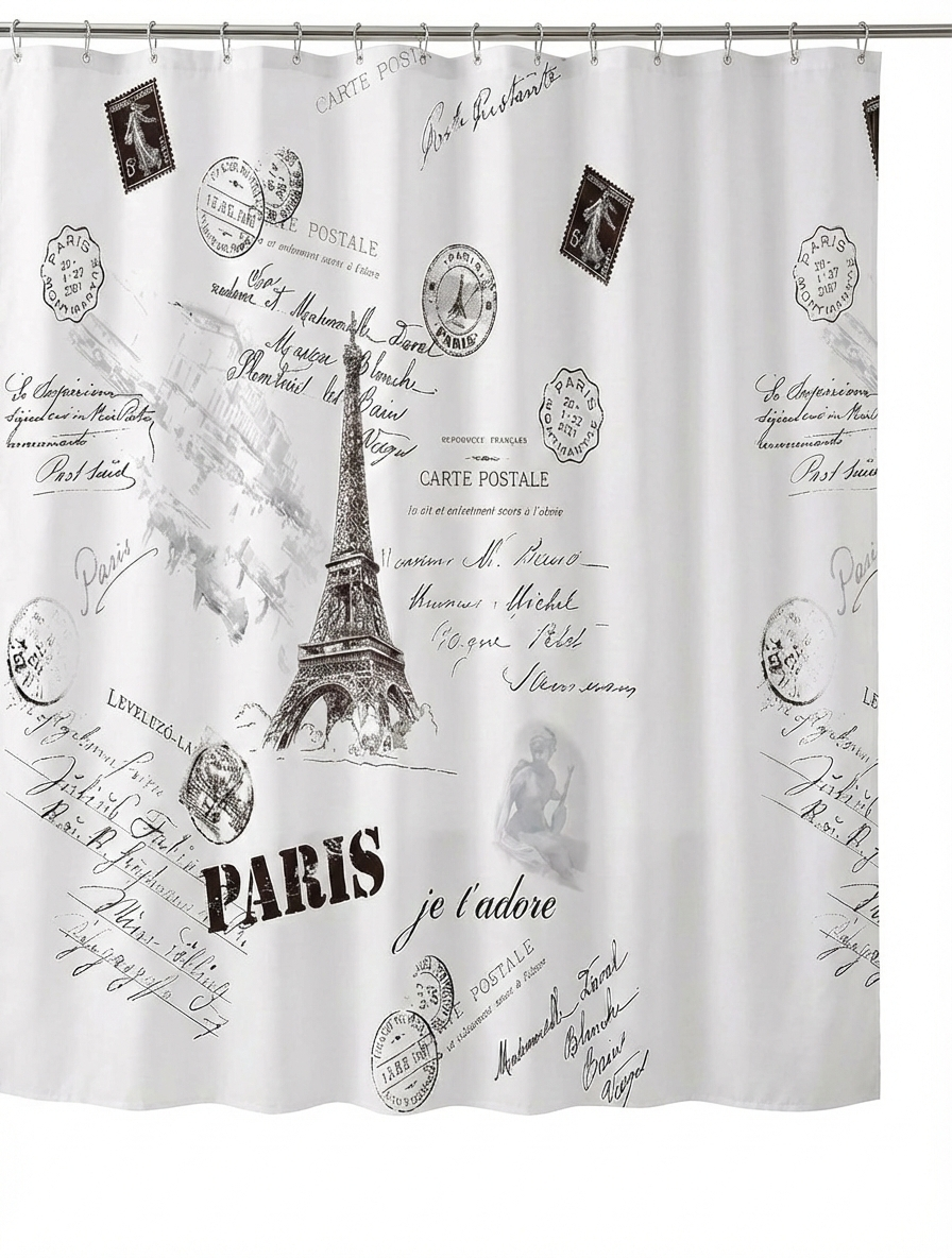 SHOWER CURTAIN 100% POLYESTER FABRIC MODERN DESIGNER WASHABLE + 12 HOOKS 180*180