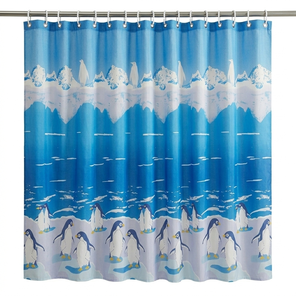 SHOWER CURTAIN 100% POLYESTER FABRIC MODERN DESIGNER WASHABLE + 12 HOOKS 180*180