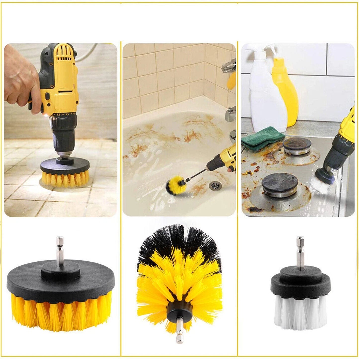 22x Drill Cleaning Brush Set Power Drill Attachment Grout Tile Cleaner Scrub UK