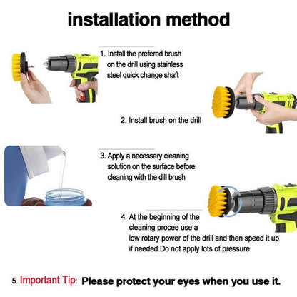 22x Drill Cleaning Brush Set Power Drill Attachment Grout Tile Cleaner Scrub UK
