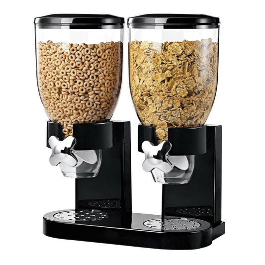 DOUBLE CEREAL DISPENSER DRY FOOD PASTA FLOUR RICE STORAGE CONTAINER MACHINE UK