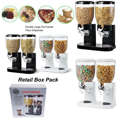 DOUBLE CEREAL DISPENSER DRY FOOD PASTA FLOUR RICE STORAGE CONTAINER MACHINE UK