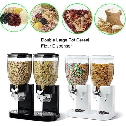 DOUBLE CEREAL DISPENSER DRY FOOD PASTA FLOUR RICE STORAGE CONTAINER MACHINE UK