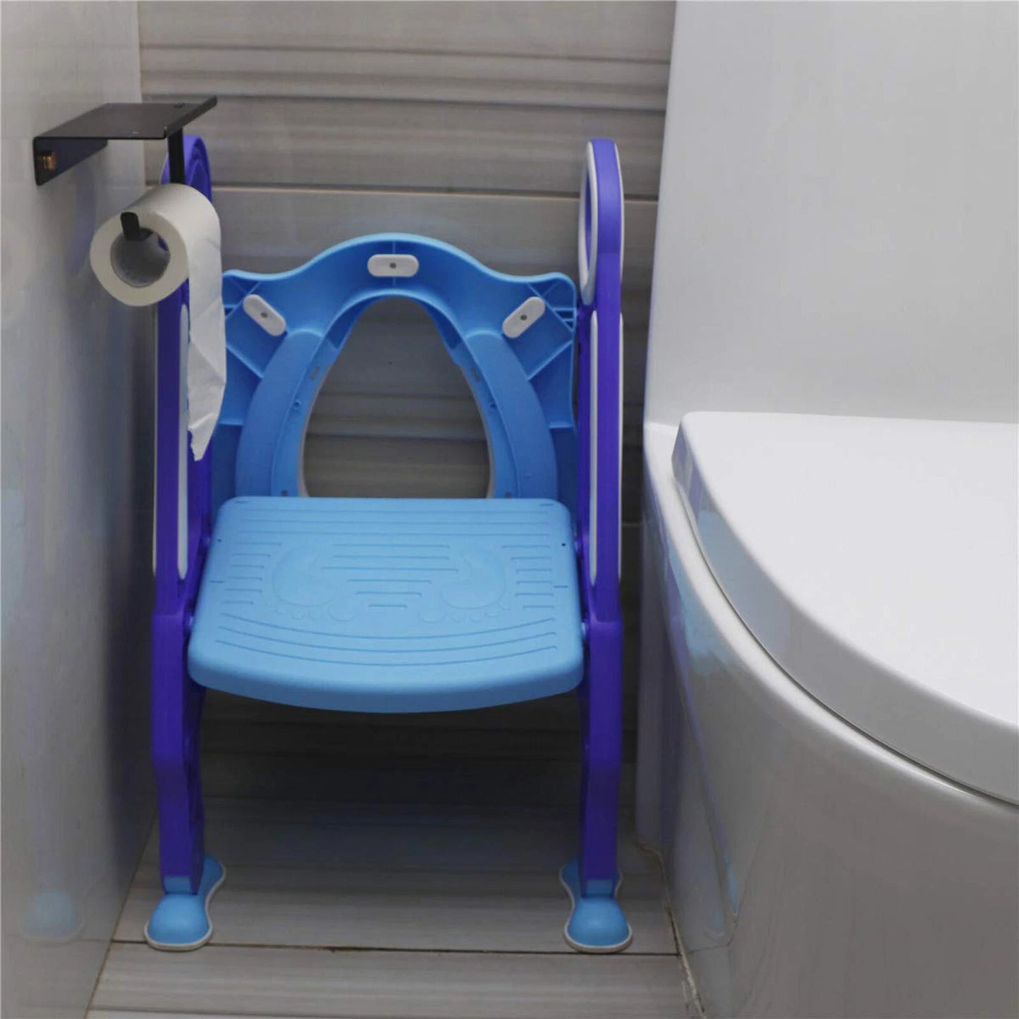 Childrens Toilet Seat Ladder Toddler Training Step Up For Kids Easy Fold Down UK