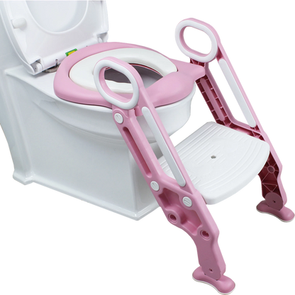 Childrens Toilet Seat Ladder Toddler Training Step Up For Kids Easy Fold Down UK