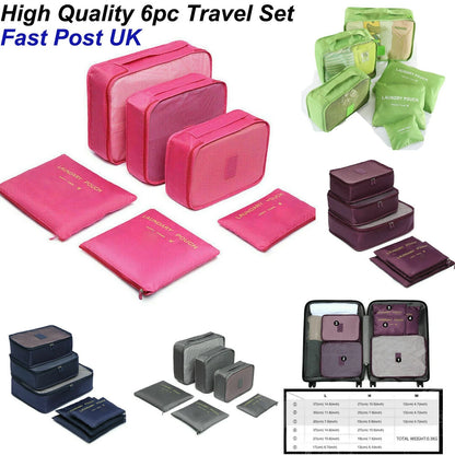6PCS Travel Set Luggage Organizer Bag Pack Cube Storage Clothes Underwear